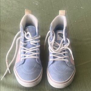 Vans Kids High-Top Sneakers in Light Blue and Pink